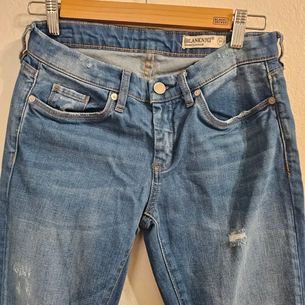 BLANK NYC Blue Distressed Denim Skinny Classsique Jeans Size 27